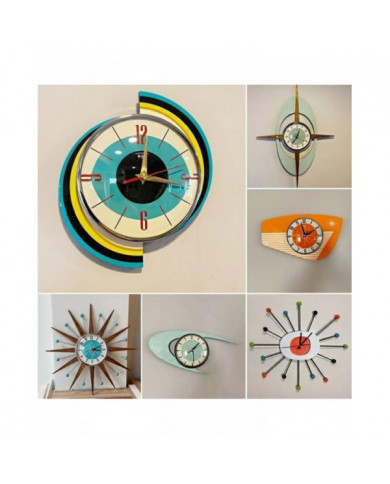 Horloge vintage du milieu du siècle à piles fonctionnant pour la décoration du salon