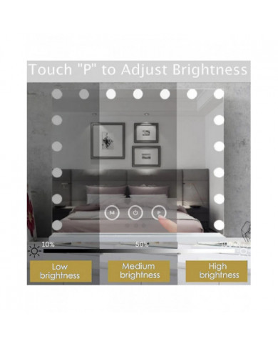 70 x 55 cmmiroir de courtoisie hollywoodien avec lumière 3 couleurs et 14 ampoules LED à intensité variable, grand [...]