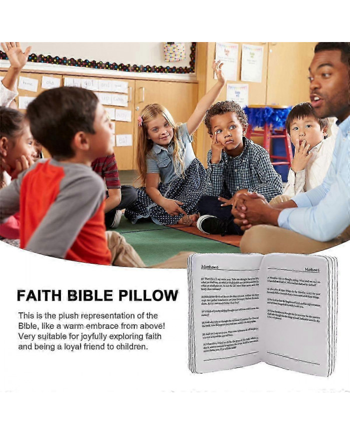Oreiller de la Bible de la foi, Bible oreiller livre en peluche qui s’ouvre, oreiller, oreiller, livre en forme de [...]