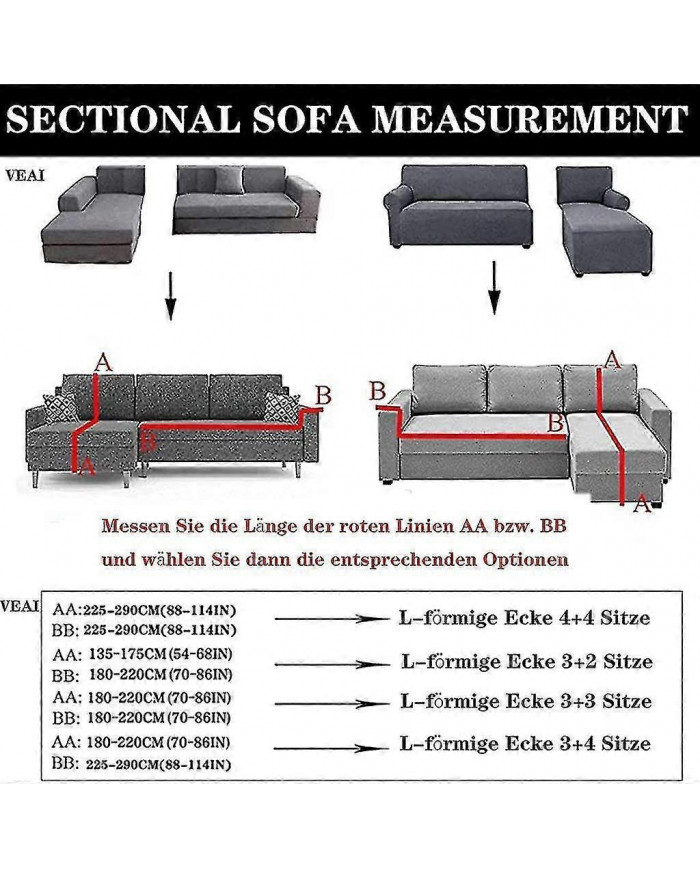 Housse de canapé, housse de canapé extensible d’angle, housse de canapé extensible pour 1/2/3/4 places (le canapé [...]