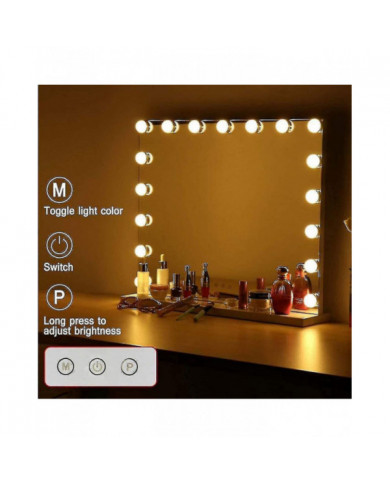 Lumière 3 couleurs et 14 ampoules LED à intensité variable, port de charge USB pour miroir de courtoisie [...]
