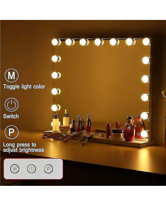 Lumière 3 couleurs et 14 ampoules LED à intensité variable, port de charge USB pour miroir de courtoisie [...]