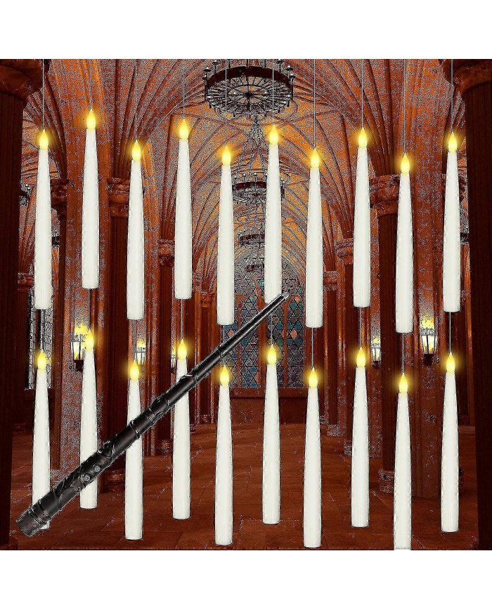 Décorations d’Halloween, bougies flottantes 12pcs menées avec baguette magique à distance, bougies sans flamme [...]