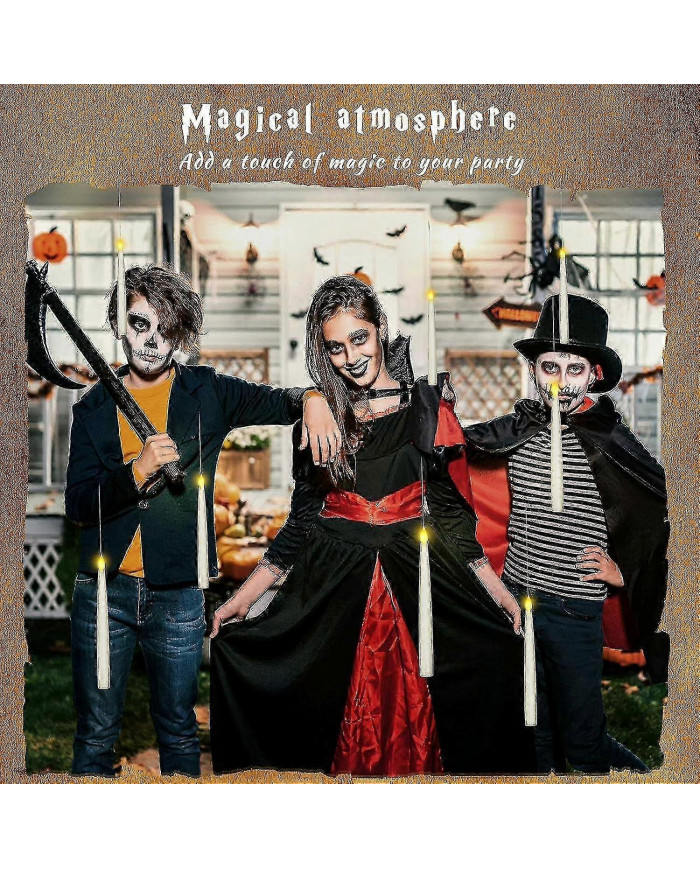 Décorations d’Halloween, bougies flottantes 12pcs menées avec baguette magique à distance, bougies sans flamme [...]