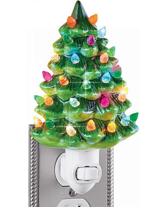 SDIGV Collections Etc Veilleuse de sapin de Noël en céramique - 6" H, Nostalgique, Décoration de salle de bain [...]