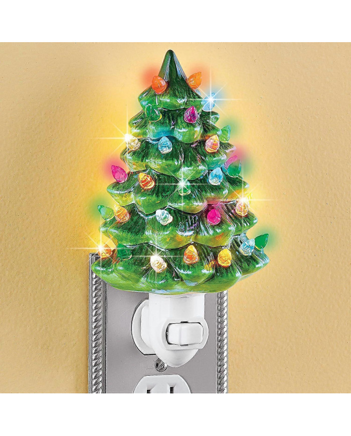 SDIGV Collections Etc Veilleuse de sapin de Noël en céramique - 6" H, Nostalgique, Décoration de salle de bain [...]