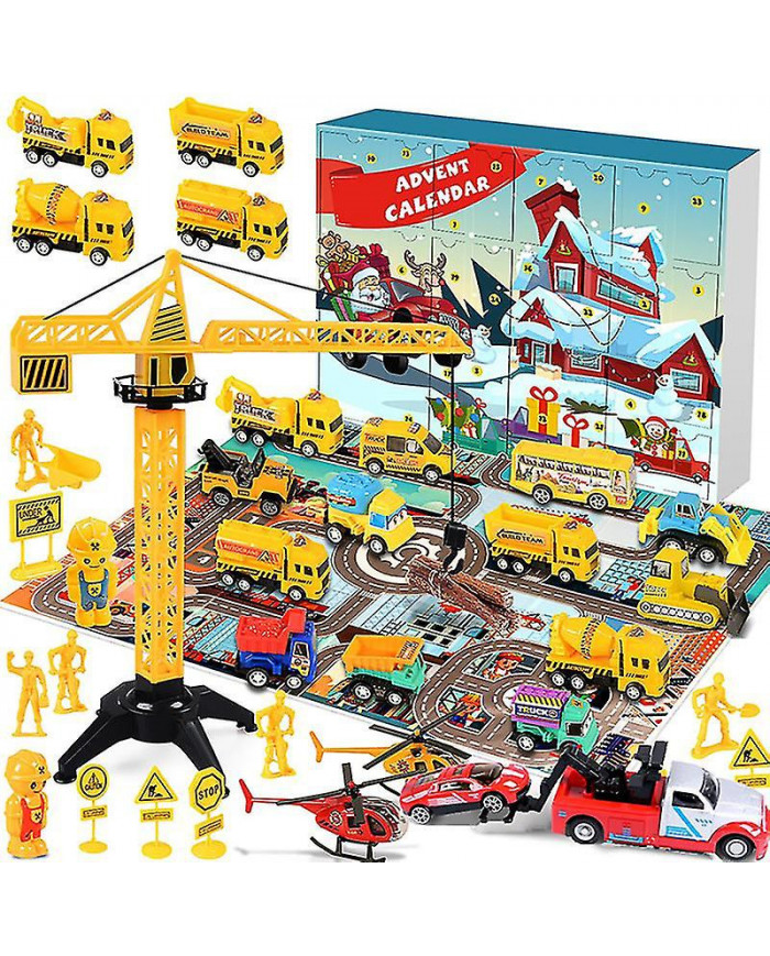 Cars Advent Calendar For Kids Boys 2023 Christmas, 24 Pull Back Vehicles Playsets With Crane Helicopter Tractor [...]