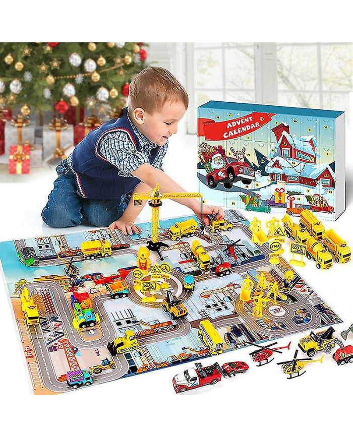 Cars Advent Calendar For Kids Boys 2023 Christmas, 24 Pull Back Vehicles Playsets With Crane Helicopter Tractor [...]