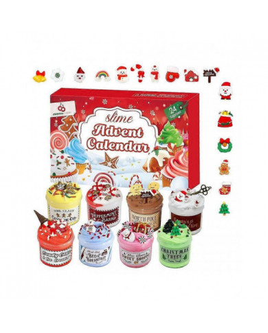 24 jours de slime et kit calendrier de compte à rebours de Noël beurre anti-stress jouets