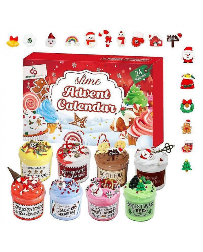 24 jours de slime et kit calendrier de compte à rebours de Noël beurre anti-stress jouets