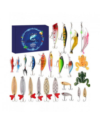 Calendrier du compte à rebours de Noël Pêche - Ensemble de pêche de 24 jours pour pêcheur adulte mâle adolescent - [...]