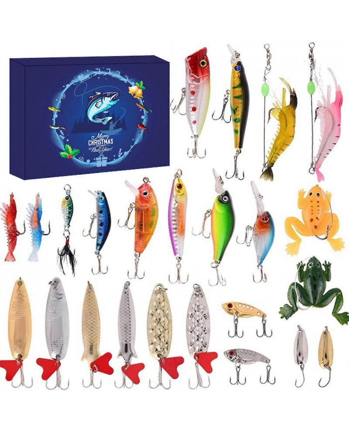 Calendrier du compte à rebours de Noël Pêche - Ensemble de pêche de 24 jours pour pêcheur adulte mâle adolescent - [...]