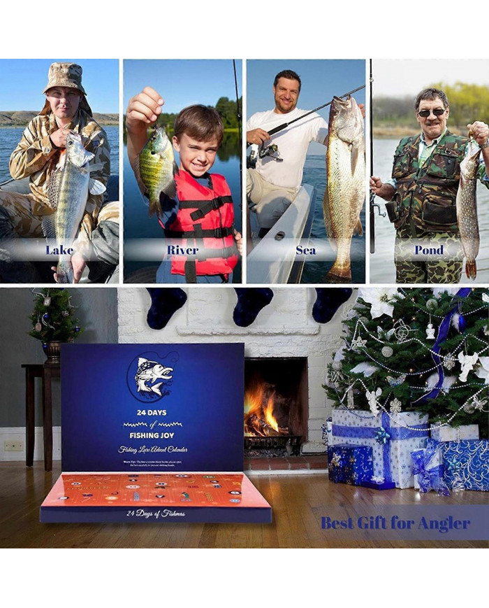 Calendrier du compte à rebours de Noël Pêche - Ensemble de pêche de 24 jours pour pêcheur adulte mâle adolescent - [...]
