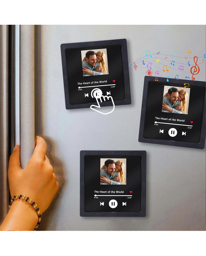 Aimant de réfrigérateur de musique et de photo personnalisable avec lecteur de musique intégré - Personnalisez [...]