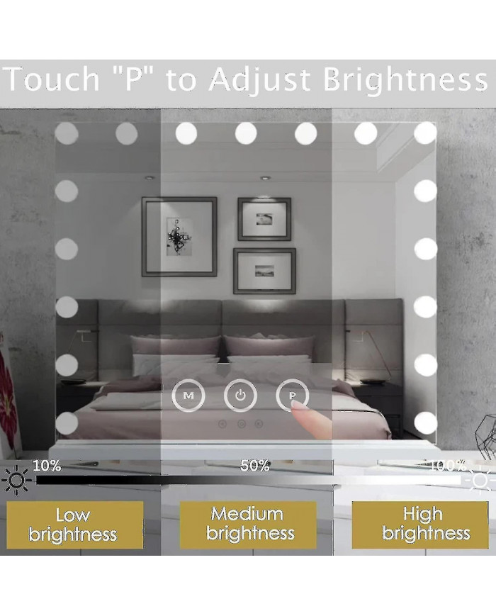 70 x 55 cmHollywood miroir de courtoisie ampoules avec lumière 3 couleurs 14 ampoules led dimmables, grand miroir [...]