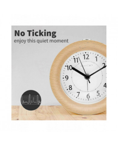 Réveil Analogique Sans Tic-Tac, Réveil Bois Avec Snooze, Réveil Rétro Horloge de Table Avec Veilleuse, Réveil Sans [...]
