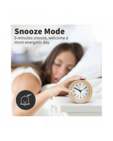 Réveil Analogique Sans Tic-Tac, Réveil Bois Avec Snooze, Réveil Rétro Horloge de Table Avec Veilleuse, Réveil Sans [...]