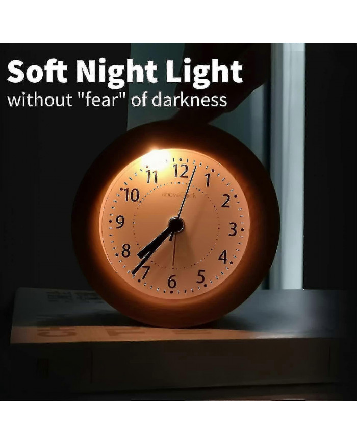 Réveil Analogique Sans Tic-Tac, Réveil Bois Avec Snooze, Réveil Rétro Horloge de Table Avec Veilleuse, Réveil Sans [...]