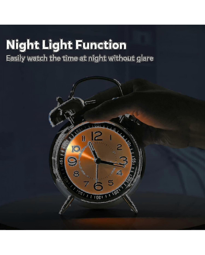 Réveil bruyant pour les adultes qui dorment lourds, quartz silencieux non tic-tac de 4 pouces avec rétroéclairage, [...]
