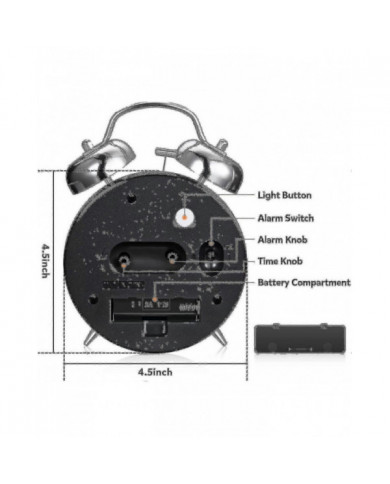 Réveil bruyant pour les adultes qui dorment lourds, quartz silencieux non tic-tac de 4 pouces avec rétroéclairage, [...]
