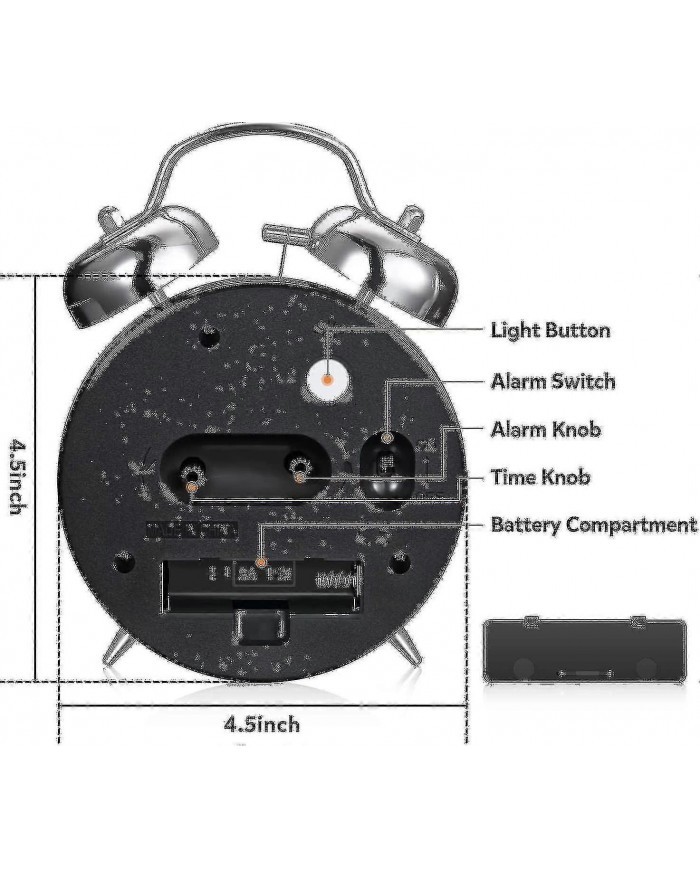 Réveil bruyant pour les adultes qui dorment lourds, quartz silencieux non tic-tac de 4 pouces avec rétroéclairage, [...]