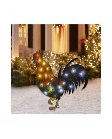 Chien de Noël 2d avec des lumières LED décoration de cour avec piquet de jardin acrylique