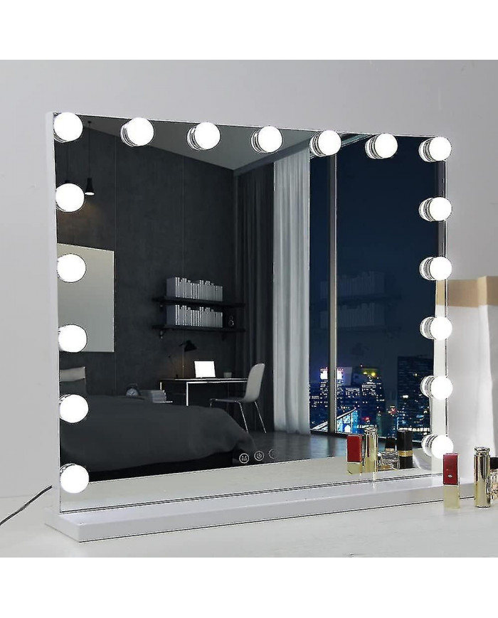 70 x 55 cmmiroir de courtoisie hollywood 14 ampoules led dimmables, chargement usb uniquement ampoules-yezi