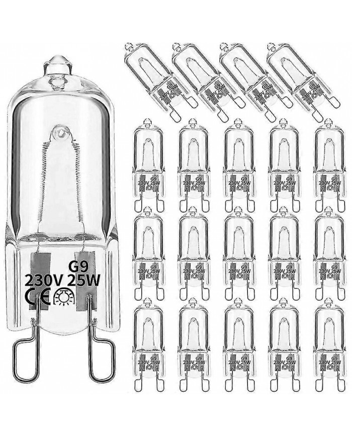 20 ampoules halogènes G9, lampes halogènes claires 25W dimmable, blanc chaud 2800K pour lustres, pendentifs, [...]