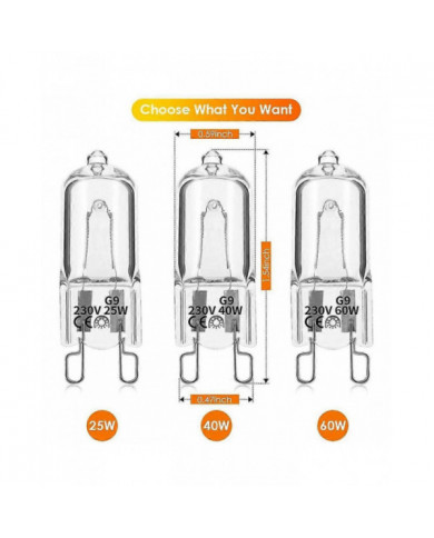 20 ampoules halogènes G9, lampes halogènes claires 25W dimmable, blanc chaud 2800K pour lustres, pendentifs, [...]