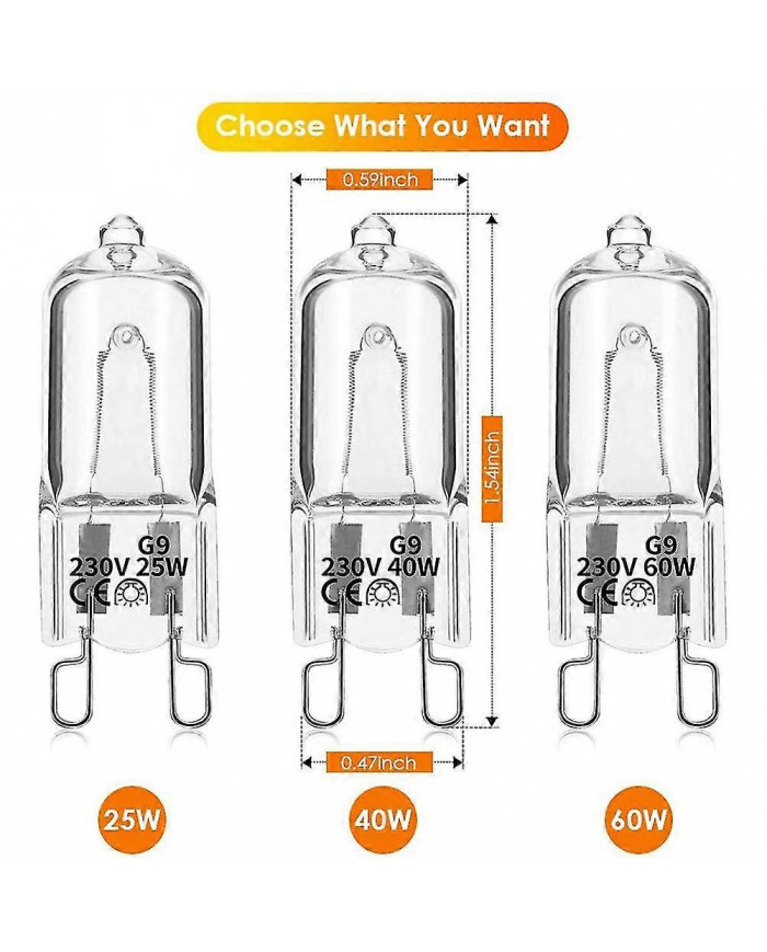 20 ampoules halogènes G9, lampes halogènes claires 25W dimmable, blanc chaud 2800K pour lustres, pendentifs, [...]