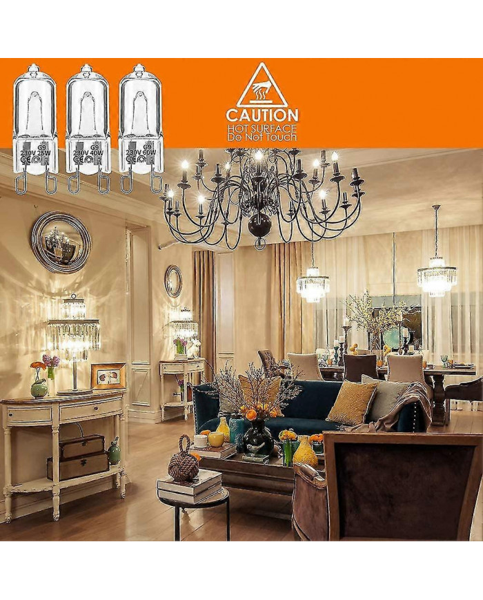 20 ampoules halogènes G9, lampes halogènes claires 25W dimmable, blanc chaud 2800K pour lustres, pendentifs, [...]