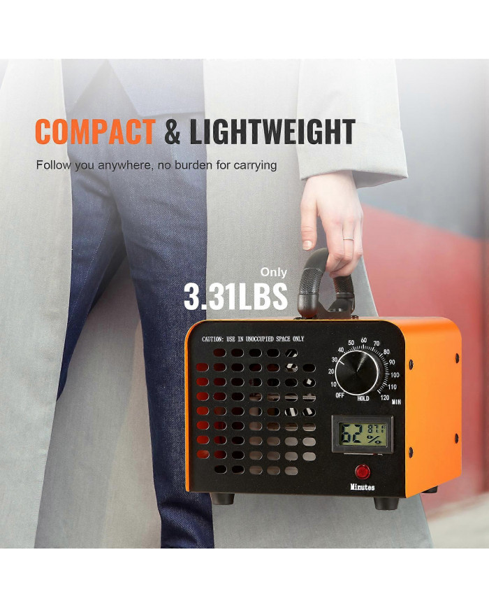 Générateur d’ozone 12000mg/h Éliminateur d’odeurs de machine à ozone avec minuterie 0-120min