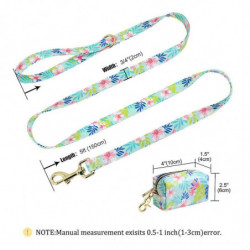 Dog Poop Bag Holder And Nylon Leash Attachment Cute Flower Pick Up Waste Bags