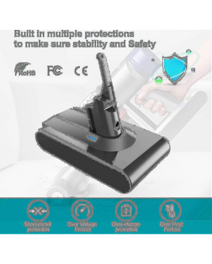 Amélioré 6.0ah V8 Compatible V8 Animal/absolute/motorhead/fluffy/sv10 Aspirateur sans fil portatif Li-ion 967834 [...]