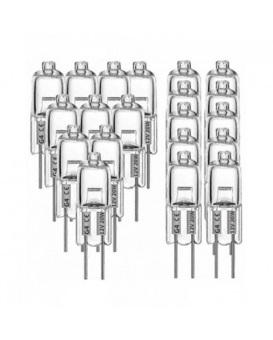 20 Pcs G4 Ampoules halogènes, 20w 12v ampoules halogènes 2 broches ampoule claire, pour éclairage de cuisinière, signa
