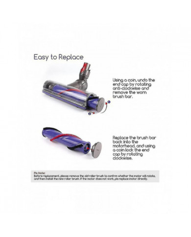 Brosse de turbine pour V7 V8 V10 V11 V15 Brosse de moteur Aspirateur à couple élevé Rouleau à entraînement direct Brus