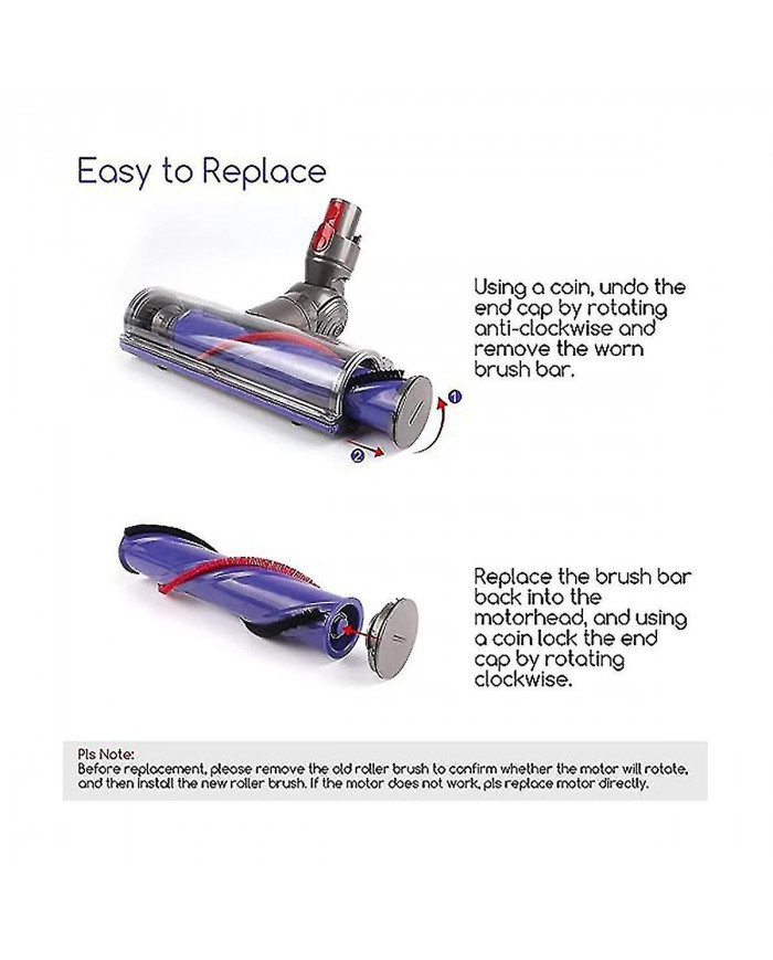 Brosse de turbine pour V7 V8 V10 V11 V15 Brosse de moteur Aspirateur à couple élevé Rouleau à entraînement direct Brus