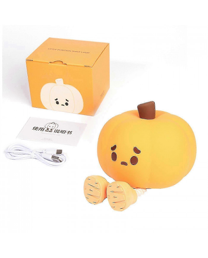 Veilleuse Mignon Citrouille Silicone Lampe Halloween Portable avec Minuterie Toucher,Promotion