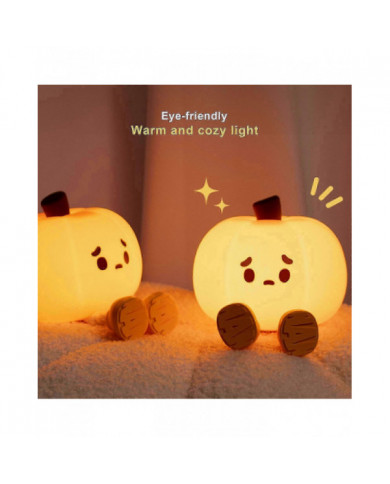 Veilleuse Mignon Citrouille Silicone Lampe Halloween Portable avec Minuterie Toucher,Promotion