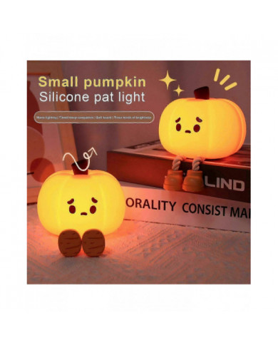 Veilleuse Mignon Citrouille Silicone Lampe Halloween Portable avec Minuterie Toucher,Promotion