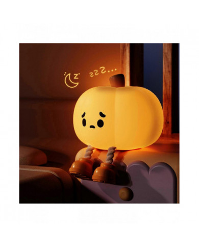 Veilleuse Mignon Citrouille Silicone Lampe Halloween Portable avec Minuterie Toucher,Promotion