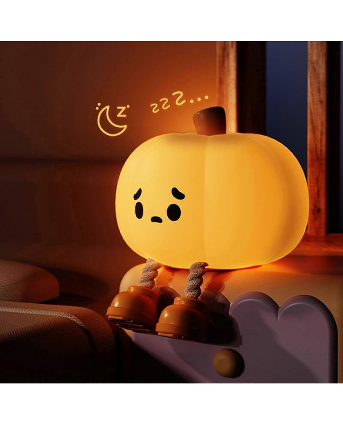 Veilleuse Mignon Citrouille Silicone Lampe Halloween Portable avec Minuterie Toucher,Promotion