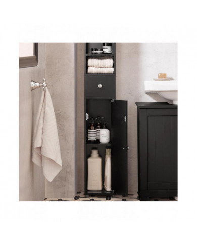 SoBuy Tall Cabinet Placard Salle de bain Cabinet de rangement, BZR34-SCH
