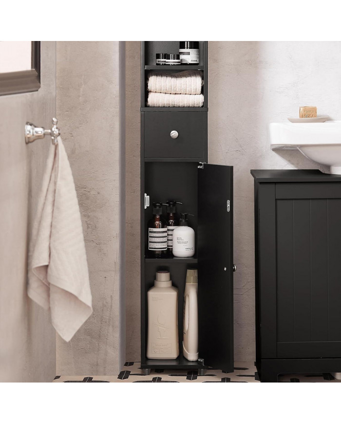 SoBuy Tall Cabinet Placard Salle de bain Cabinet de rangement, BZR34-SCH