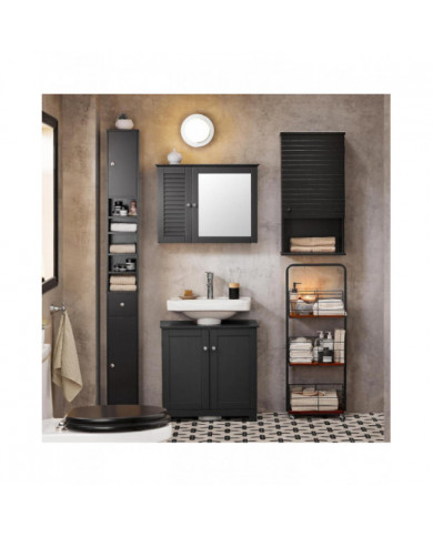 SoBuy Tall Cabinet Placard Salle de bain Cabinet de rangement, BZR34-SCH