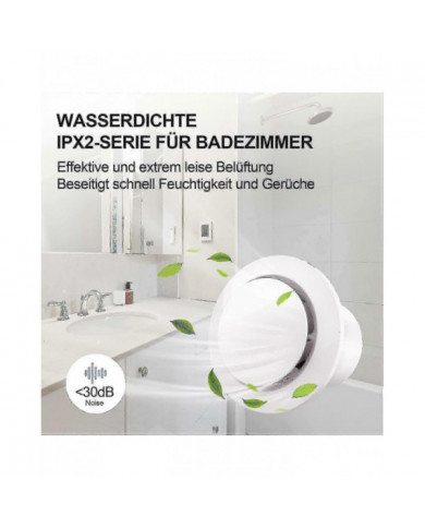 Extracteur d’air 100mm 130m / h 20W, avec clapet anti-retour Ventilateur d’extraction à haut débit d’air, économe [...]