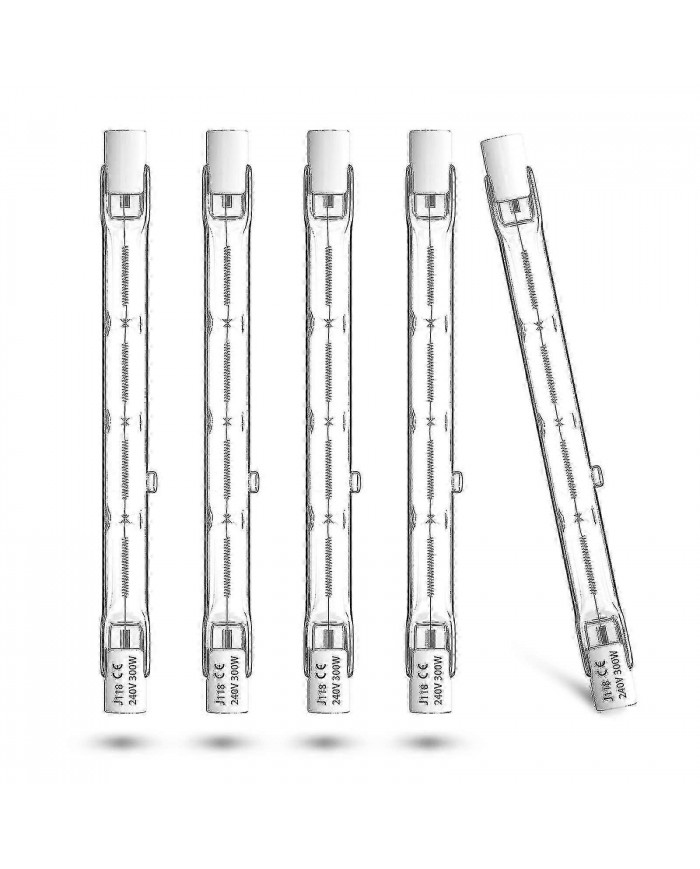 R7s 300w Ampoule halogène 118mm - Projecteur halogène linéaire blanc chaud 2800k, pour lampes de sécurité, [...]