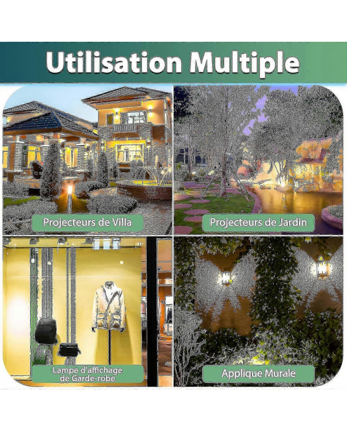 R7s 300w Ampoule halogène 118mm - Projecteur halogène linéaire blanc chaud 2800k, pour lampes de sécurité, [...]