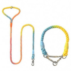Dog Leash Dog Collar Combo Set Pet Supplies Rainbow Knit(colorful)