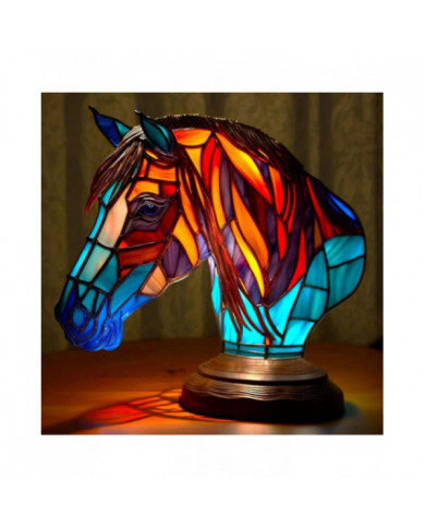 Animal Lampe de Table Vitrail Vitrail Rétro Lampes de bureau Cadeau de Noël 2024